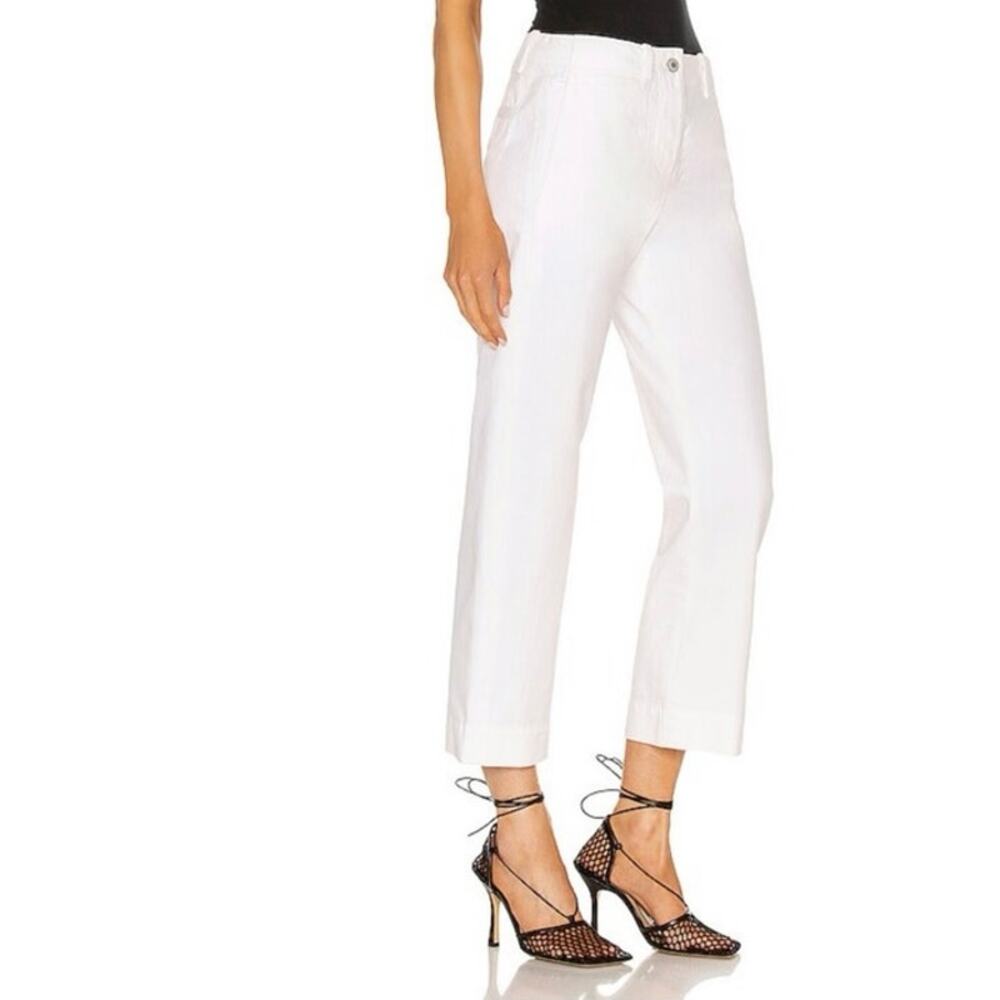 NILI LOTAN 100% Cotton White Crop Tomboy Pants Size 4 Button Fly - Picture 2 of 10